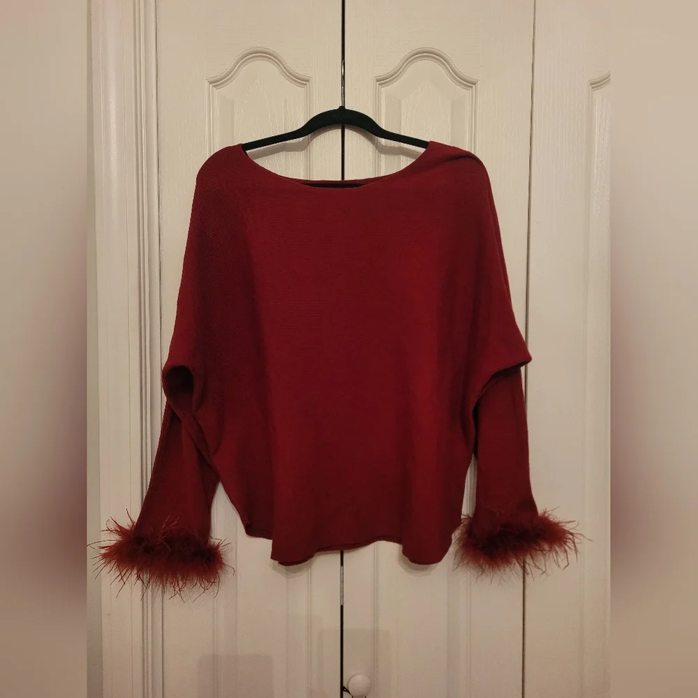 Women's Red Crew Neck Sweater - Picture 1 of 3